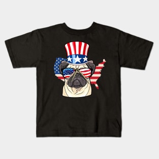 Patriotic Pug Dog Lover Flag Colors 4th of July Tank Top Kids T-Shirt